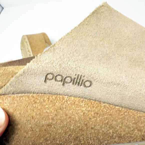 Papillio Tan & Metallic Gold Suede Cork Wedge Sandals Sz EU 41 Made in Portugal - Picture 7 of 9